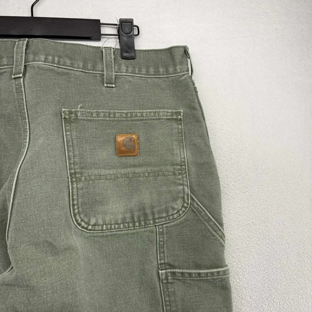 Vintage Carhartt Pants Mens 34x30 Green Loose Baggy Workwear Canvas Duck B11 90s